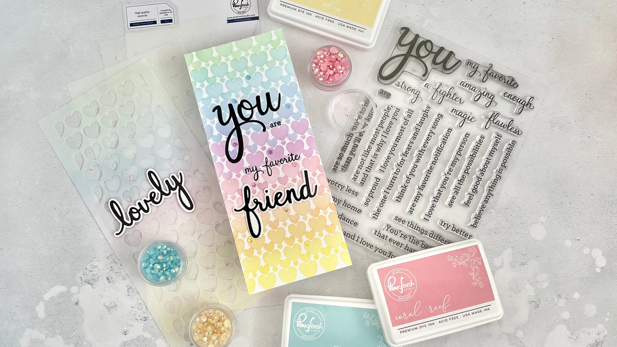 Unlock Your Creativity: How to Use Pinkfresh Studio's Slimline Heart Stencil Set | Erica A-B