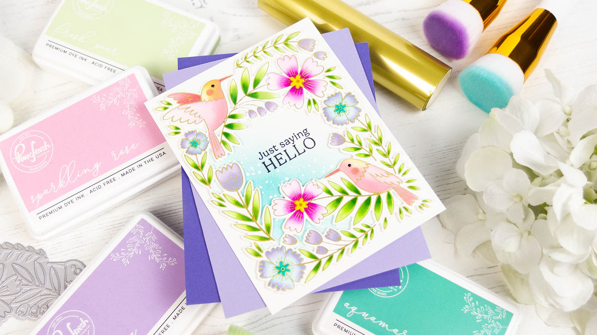 Hot Foiling and Ink Blending with Happy Hummingbirds | Rachel Alvarado
