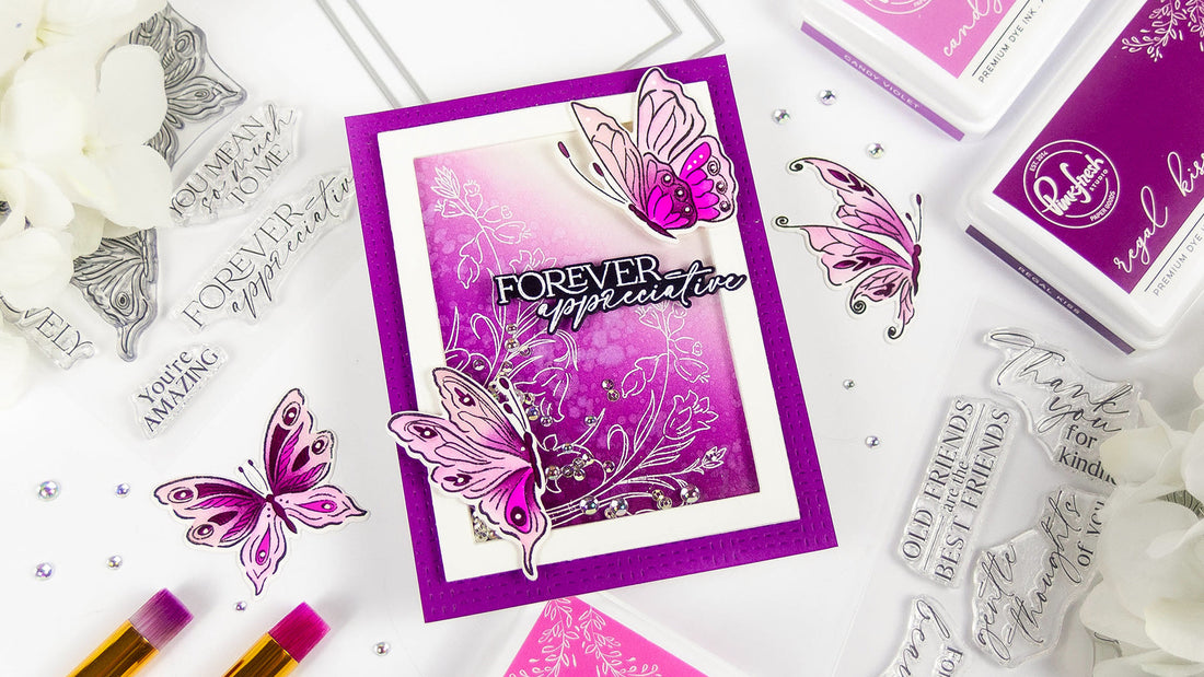 Vibrant Ink-Blended Shaker Card with Butterfly Bliss and Beautiful Soul | Rachel Alvarado