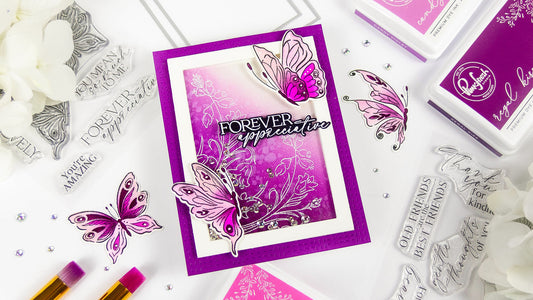 Vibrant Ink-Blended Shaker Card with Butterfly Bliss and Beautiful Soul | Rachel Alvarado