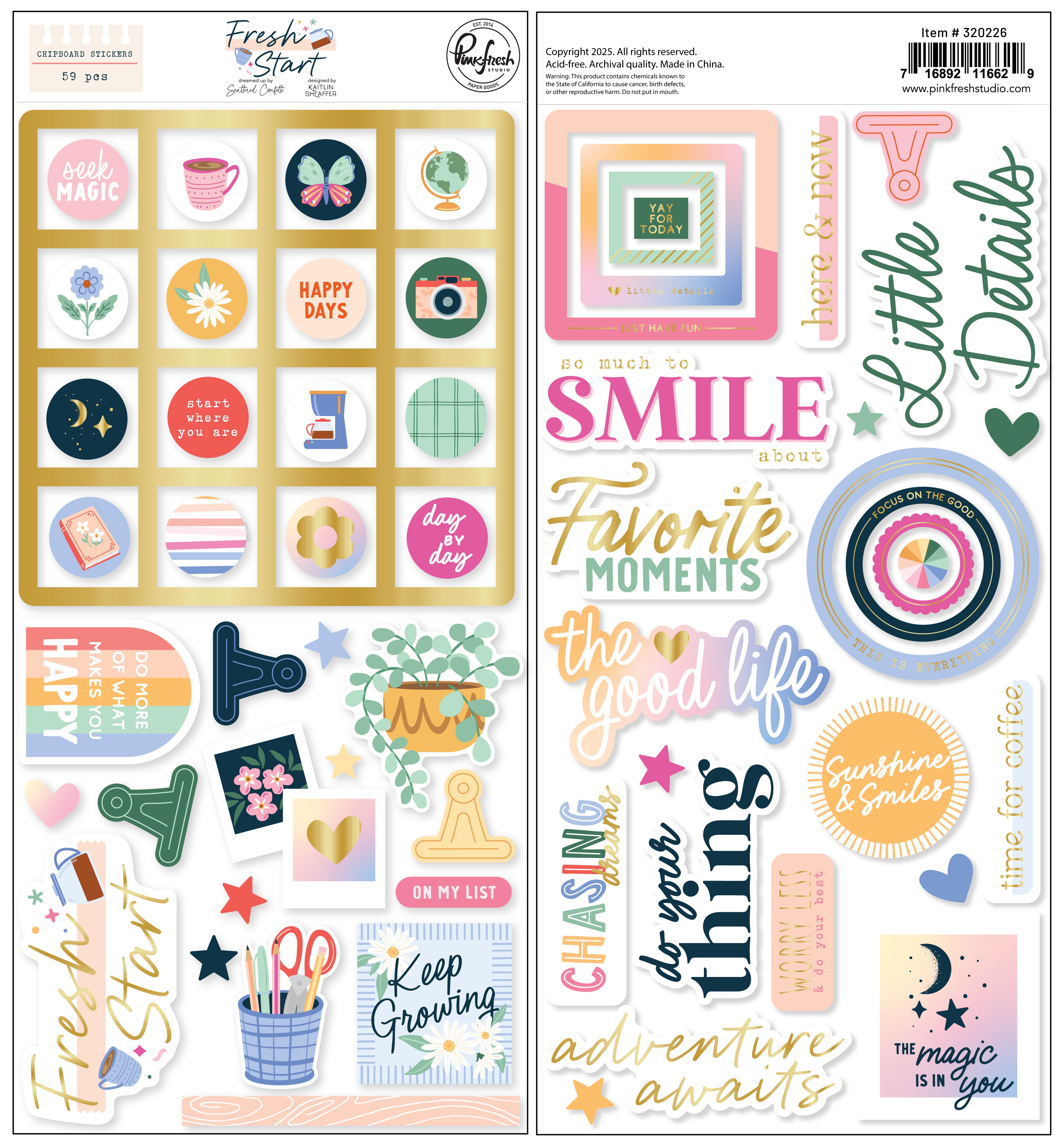 Fresh Start: Chipboard Stickers