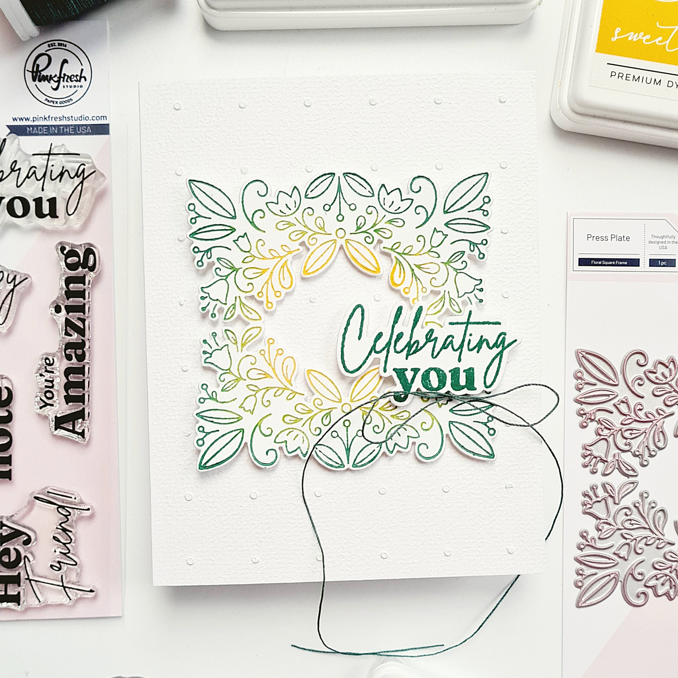 Floral Square Frame press plate