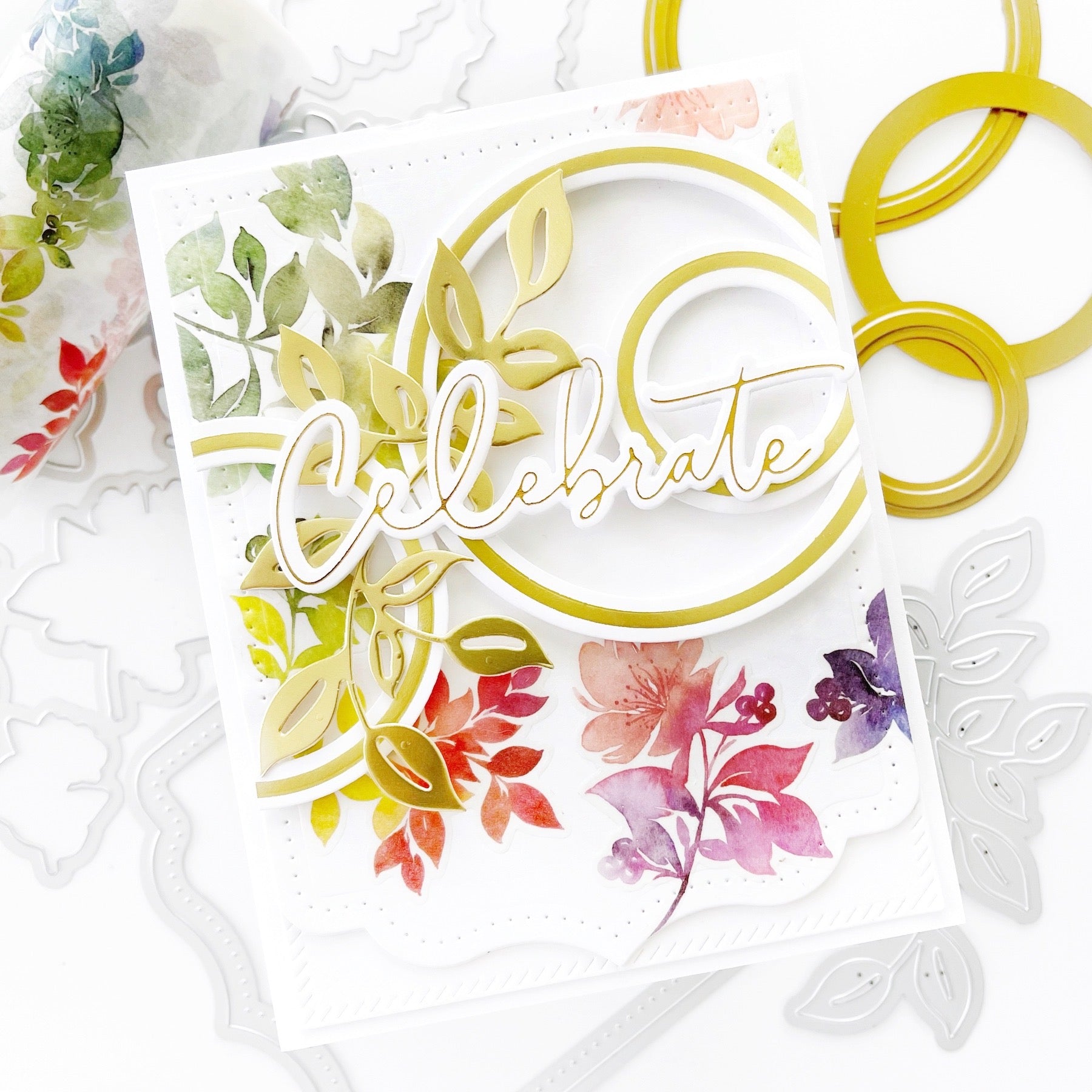 Rainbow Floral Washi die