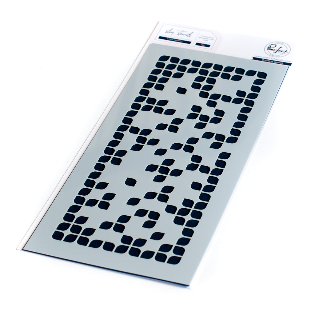 Slim Leafy Squares Stencil