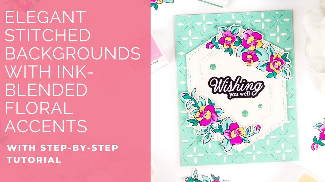 Elegant Stitched Backgrounds With Ink-Blended Floral Accents | Rachel Alvarado