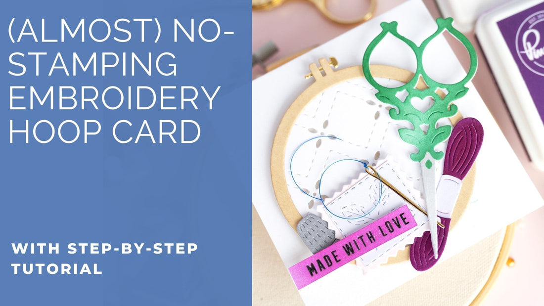 (Almost) No-Stamping Embroidery Hoop Card | Kathleen Schmelz