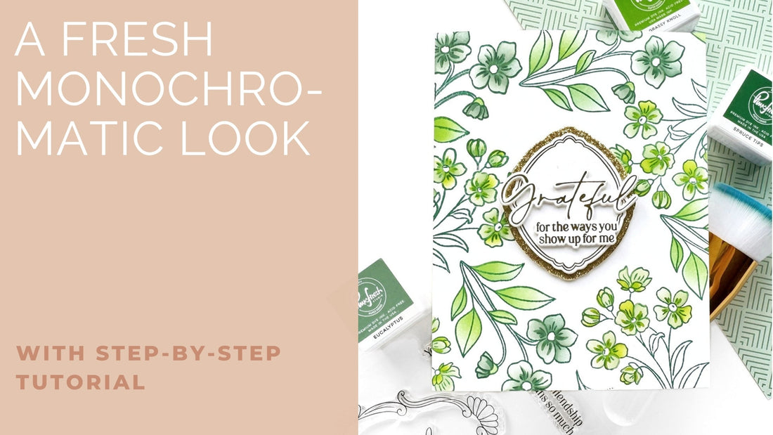 A Monochromatic Floral Card with Blossom Medallion | Stephanie Guse