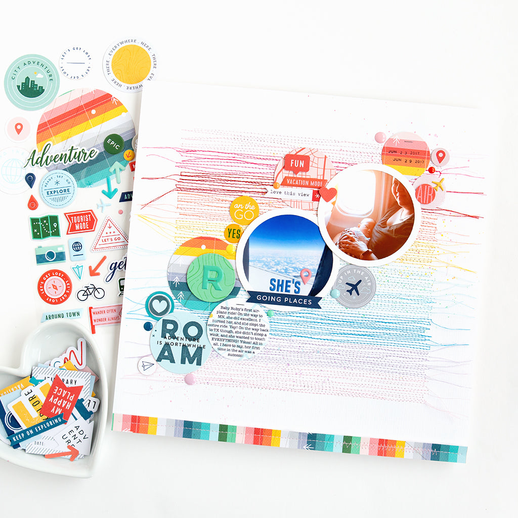 Inspired by Rainbow Stripes, 2 layouts featuring Out And About