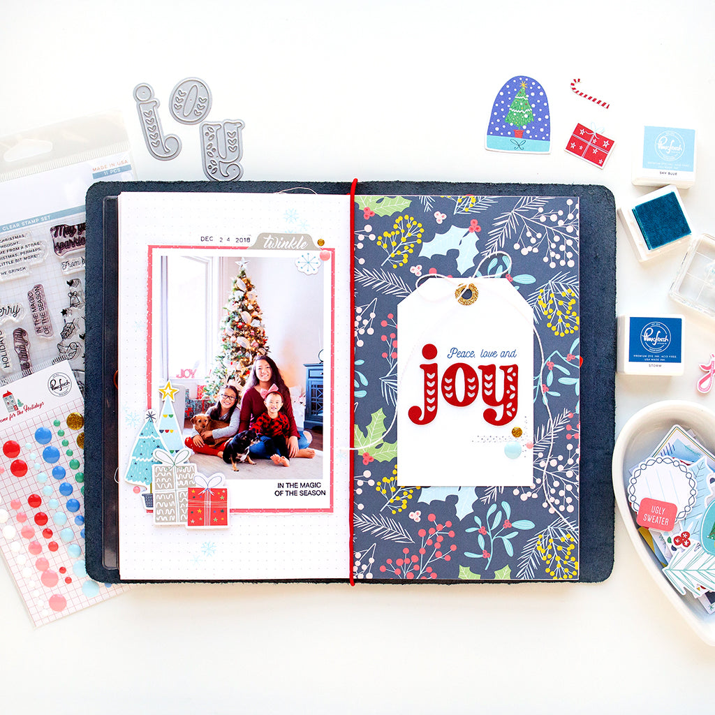 A layout and a TN spread, featuring the Home for the Holidays collection