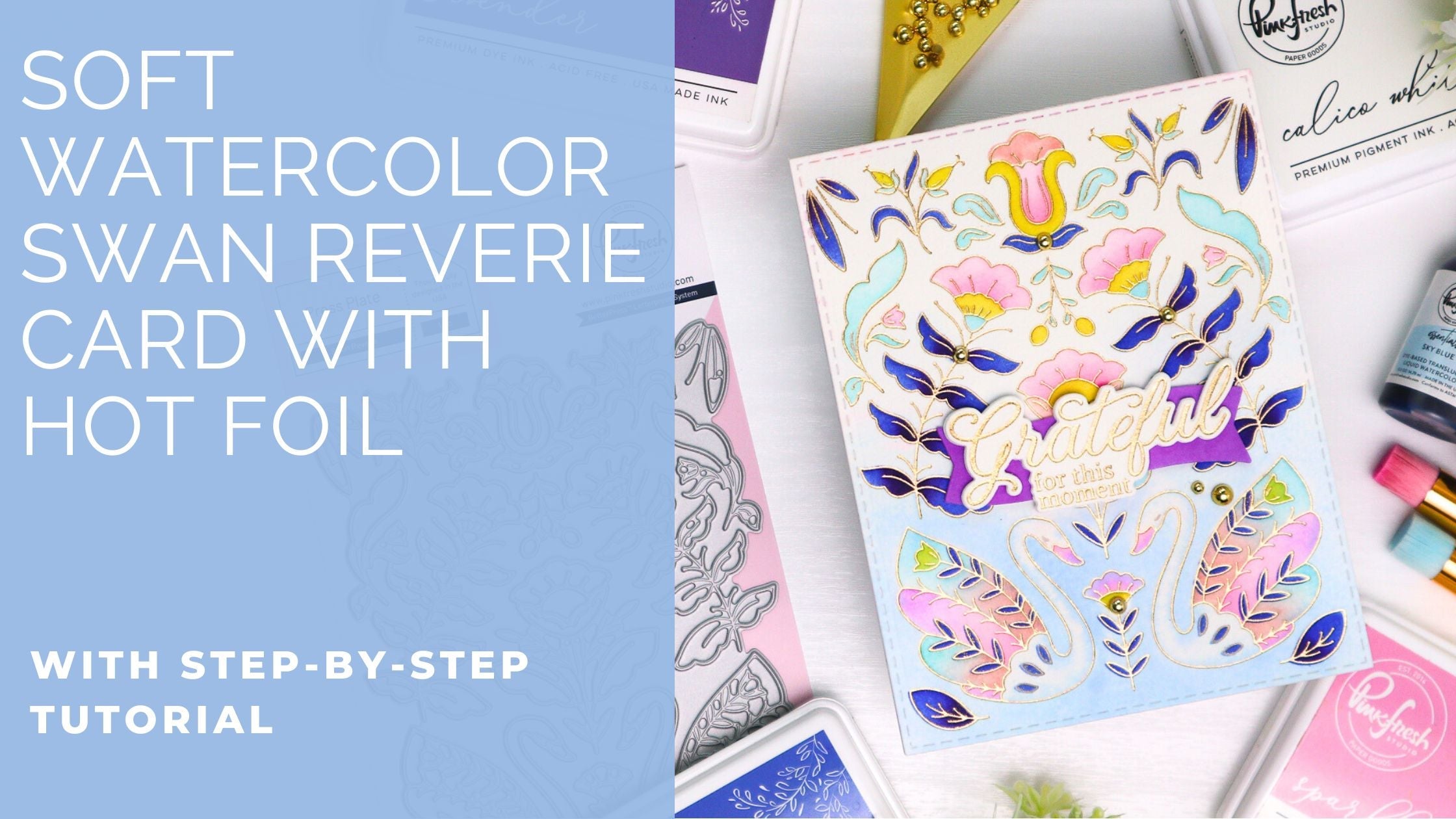 Soft Watercolor Swan Reverie Card with Hot Foil | TaeEun Yoo