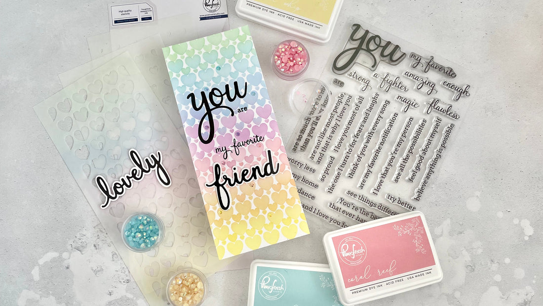 Unlock Your Creativity: How to Use Pinkfresh Studio's Slimline Heart Stencil Set | Erica A-B