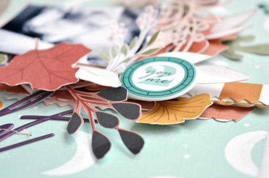 Fussy cut leaves for a geometric composition by Cristina Sales