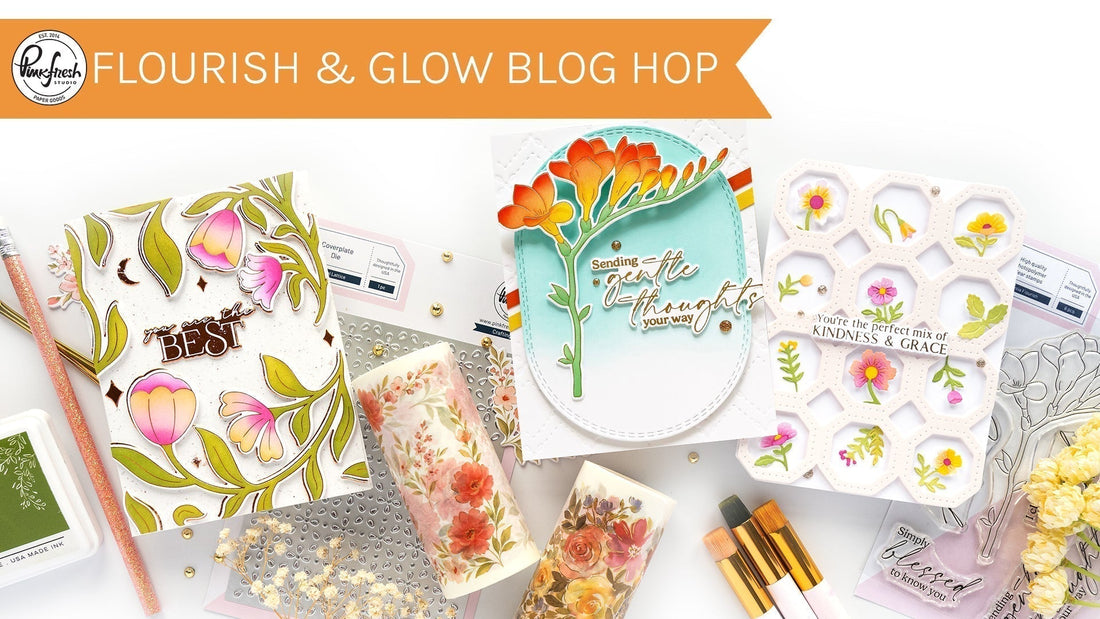 Shop "Flourish & Glow" Release | Stamp, Die, Stencil, Press Plate, & Washi!