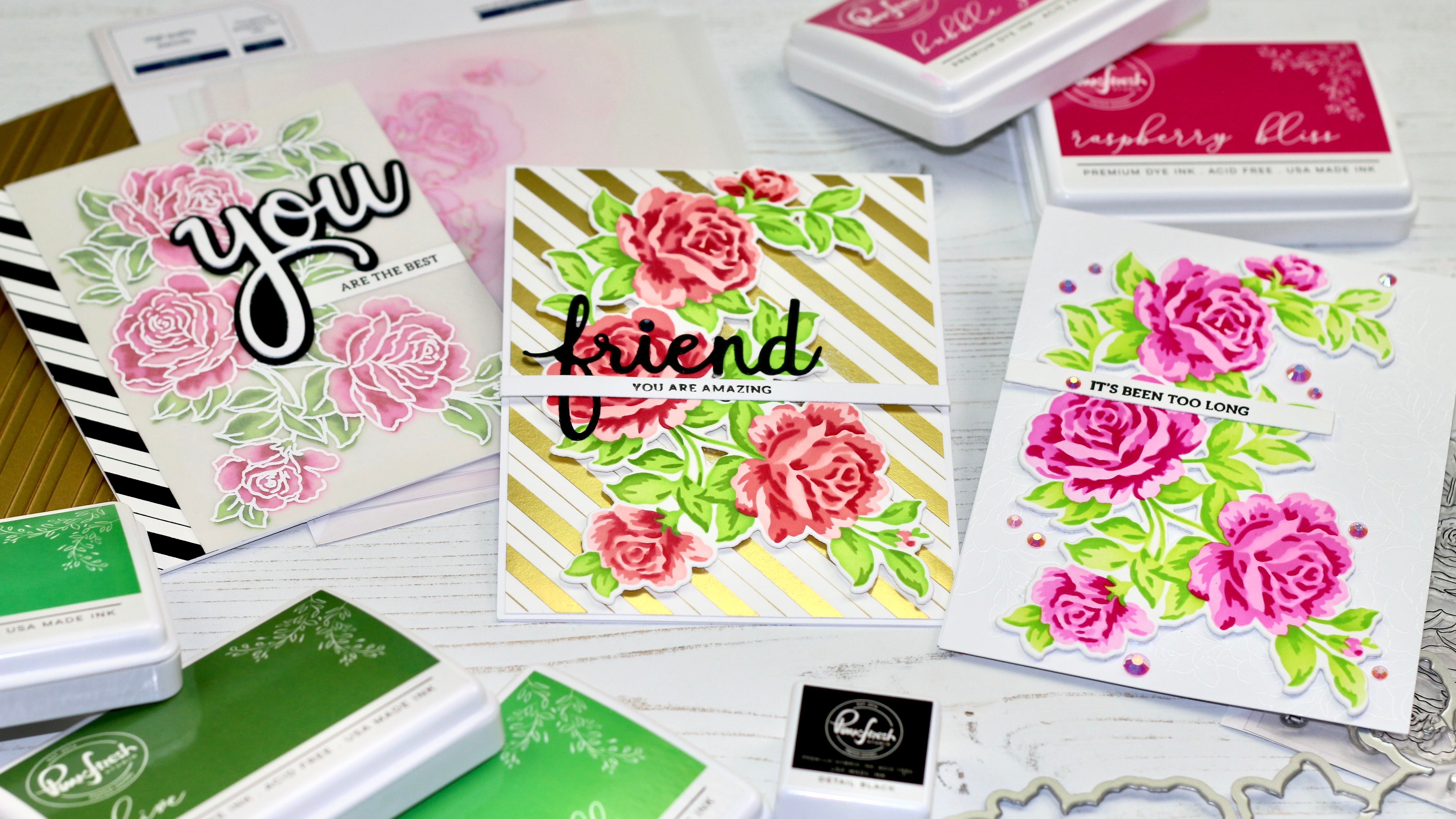 Reshaim Roses Card Garden Roses cards three ways – Pinkfresh Studio