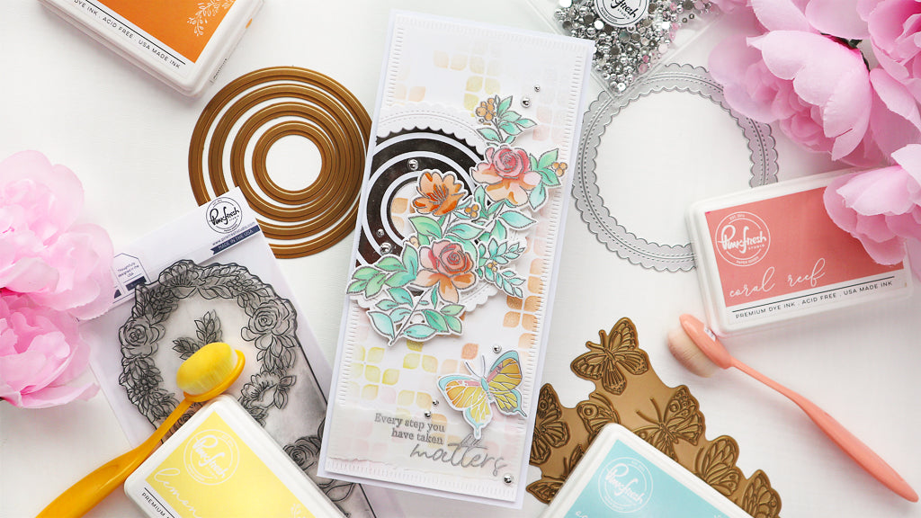 Rainbow Floral Slimline Card | TaeEun Yoo