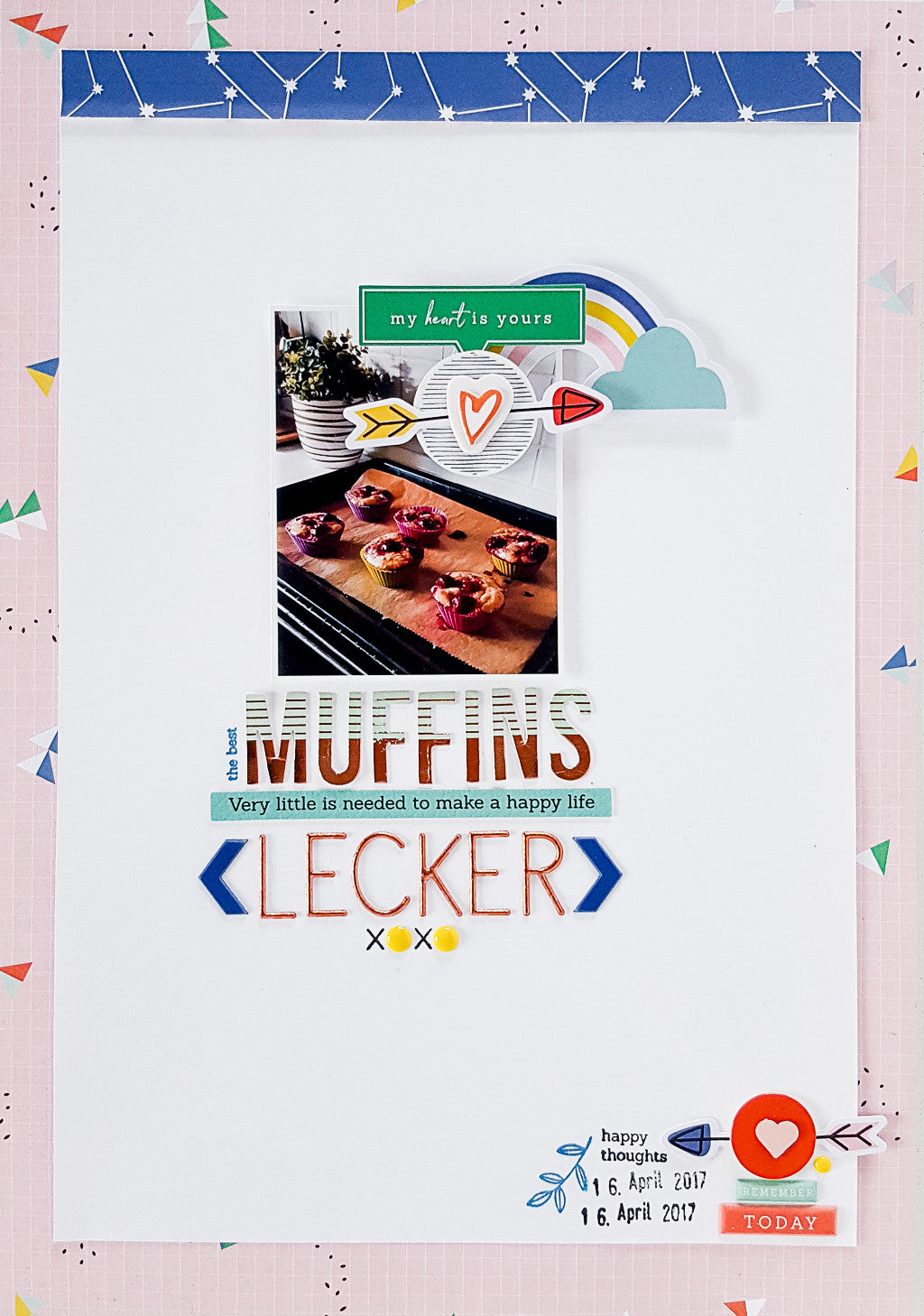 Blue as contrast on scrapbooking layouts | Janna Werner