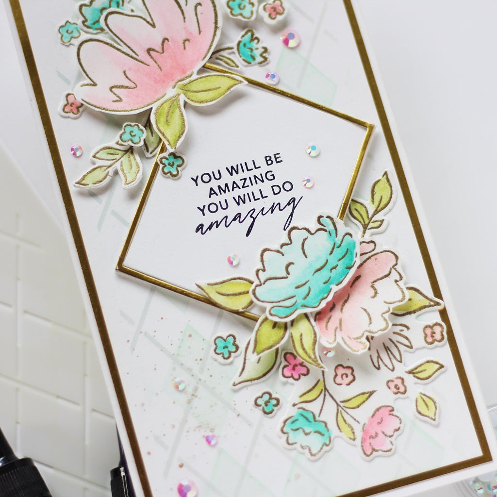 Watercolor Floral Slimline Cards | Hussena Calcuttawala