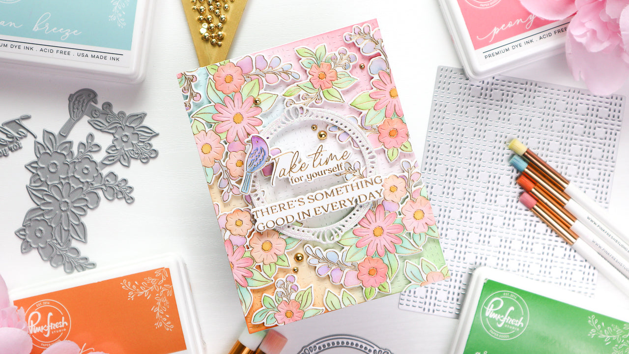 Dimensional Floral Background with Gold Foil Accents | TaeEun Yoo