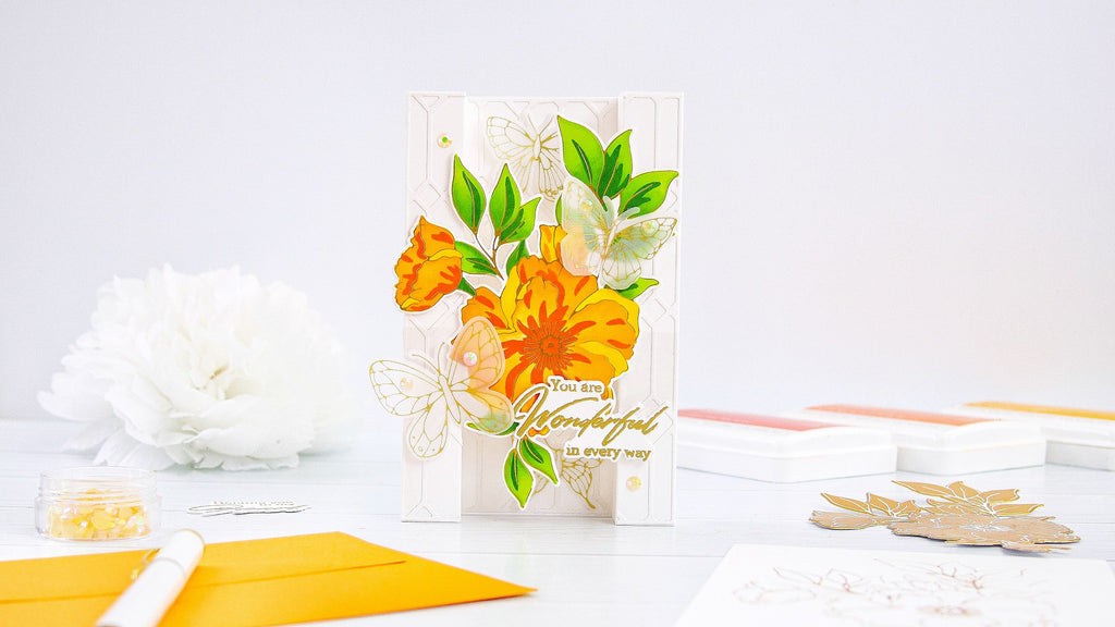 Fun Fold Floral & Butterflies Inspiration Card┃Yasmin Diaz