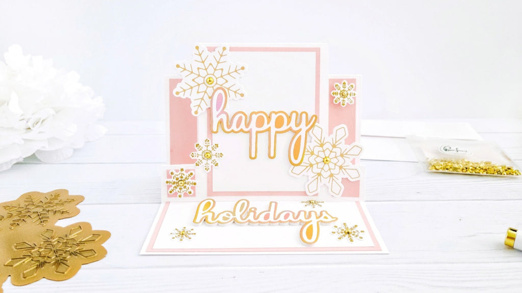 Fun Fold Snowflakes Holiday Inspiration Card┃Yasmin Diaz