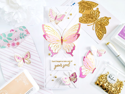 Butterflies & Small Butterflies Slimline Card┃Yasmin Diaz