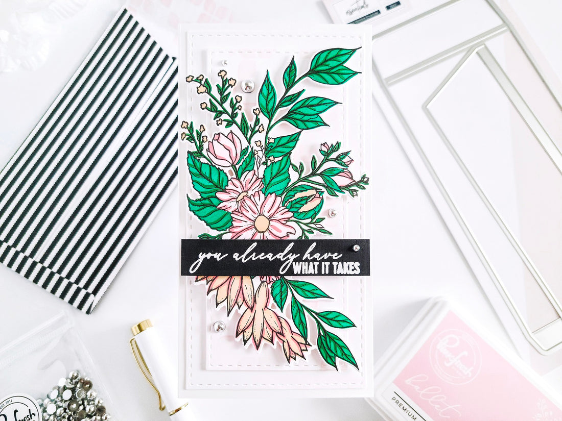 Infinitive Blooms Mini Slimline Card┃Yasmin Diaz