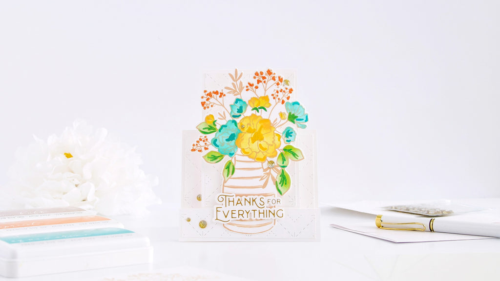 Inky Bouquet Fun Fold Inspiration Card┃Yasmin Diaz