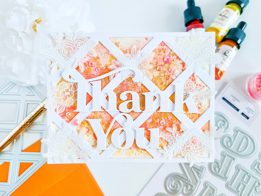 Thank You Card with Lea's + Heather's Alphabet Die Sets┃Yasmin Diaz