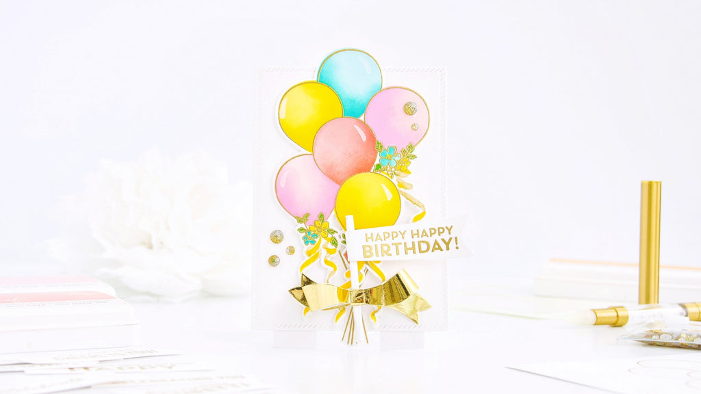 Ribbons & Balloons Frame Sign Birthday Inspiration Card┃Yasmin Diaz