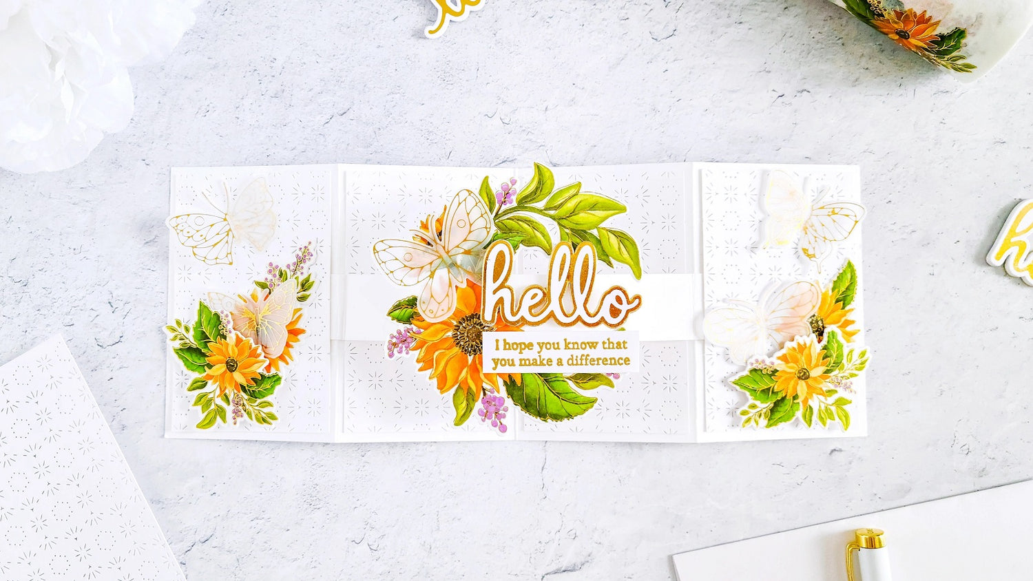 Sunflowers Gate Fold Reverse Pop-Up Inspiration Card┃Yasmin Diaz