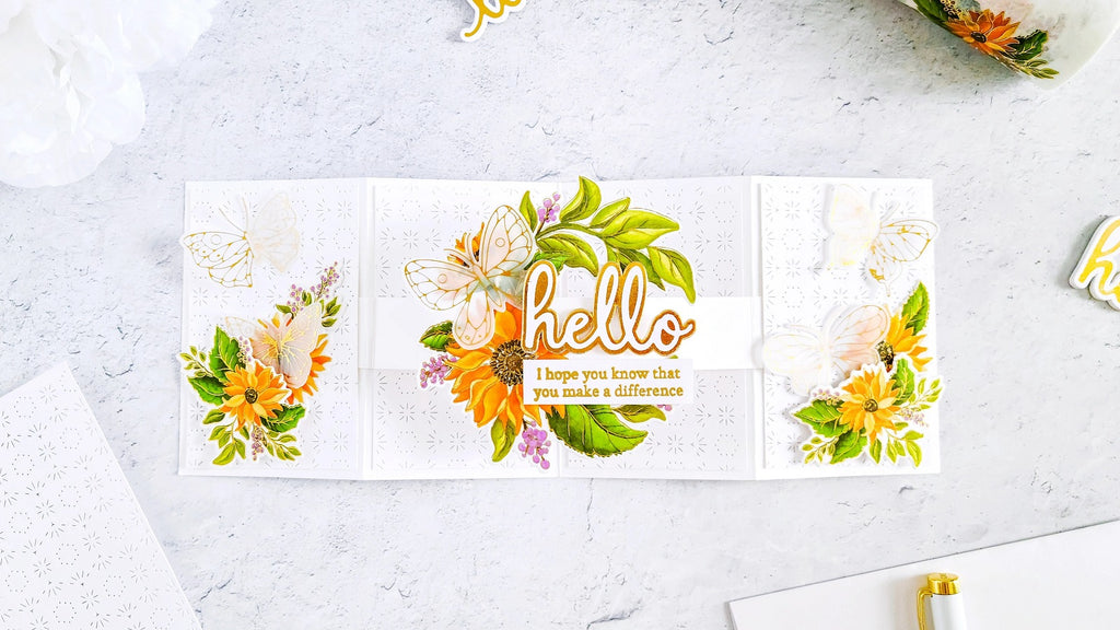 Sunflowers Gate Fold Reverse Pop-Up Inspiration Card┃Yasmin Diaz