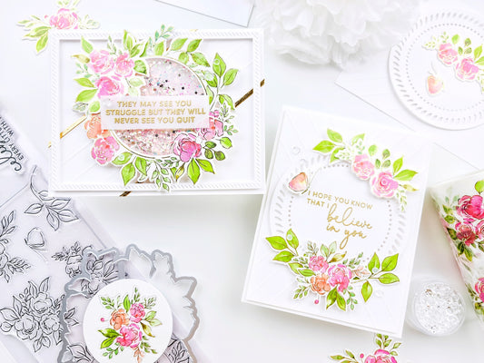 English Garden Washi, Stamp & Die - Encouragement Cards┃Yasmin Diaz