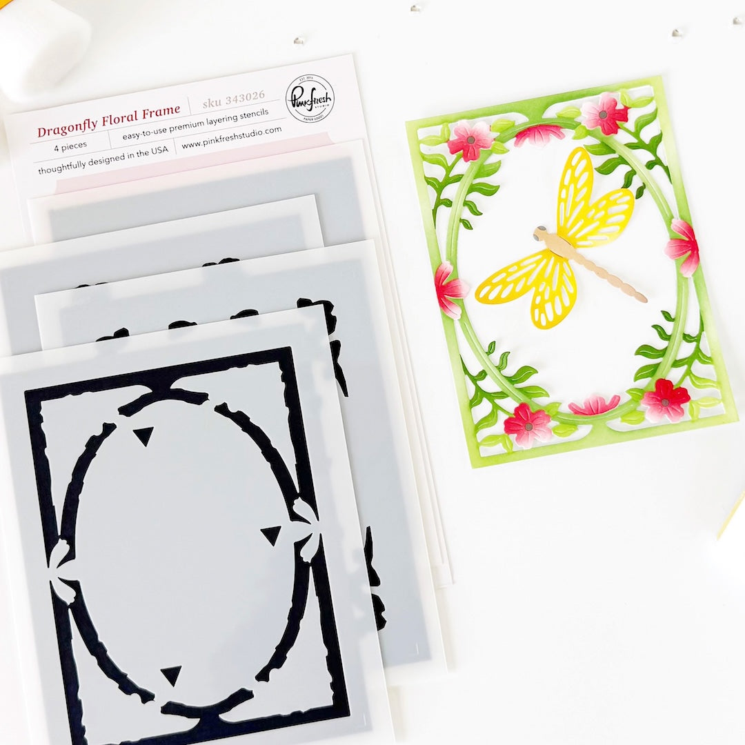 Dragonfly Floral Frame stencil
