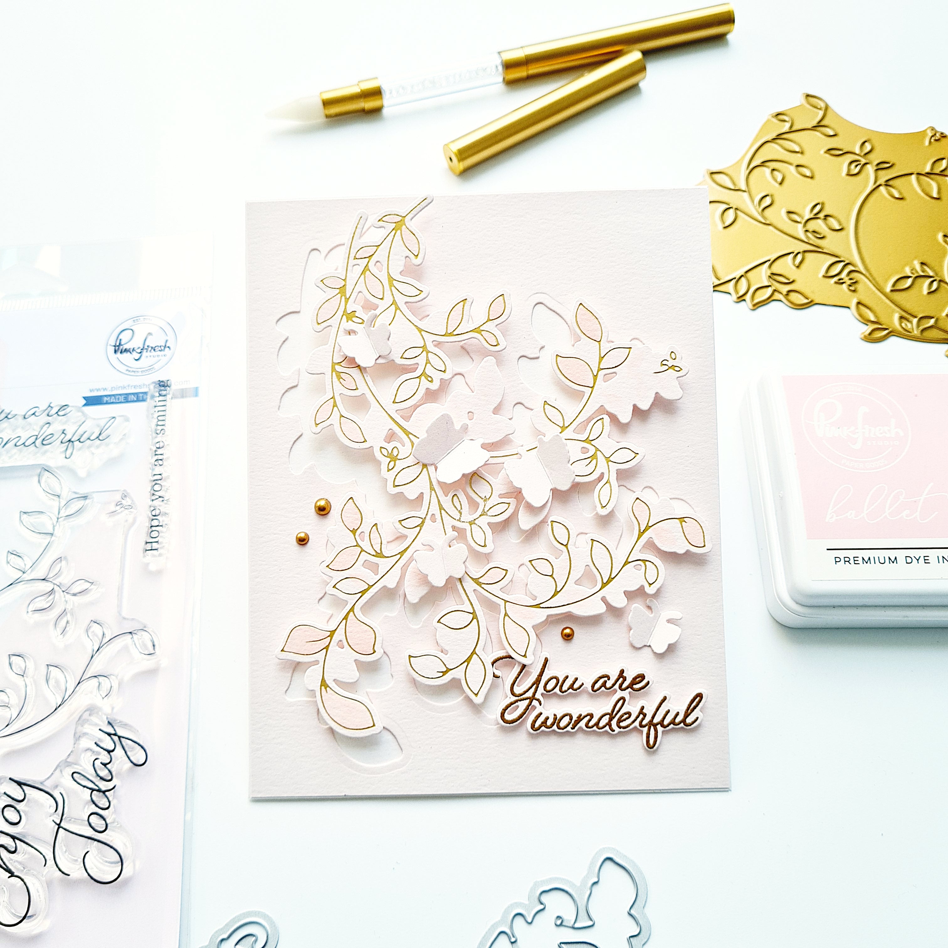 Delicate Foliage hot foil – Pinkfresh Studio
