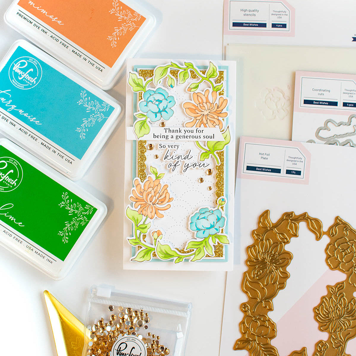 Best Wishes hot foil – Pinkfresh Studio