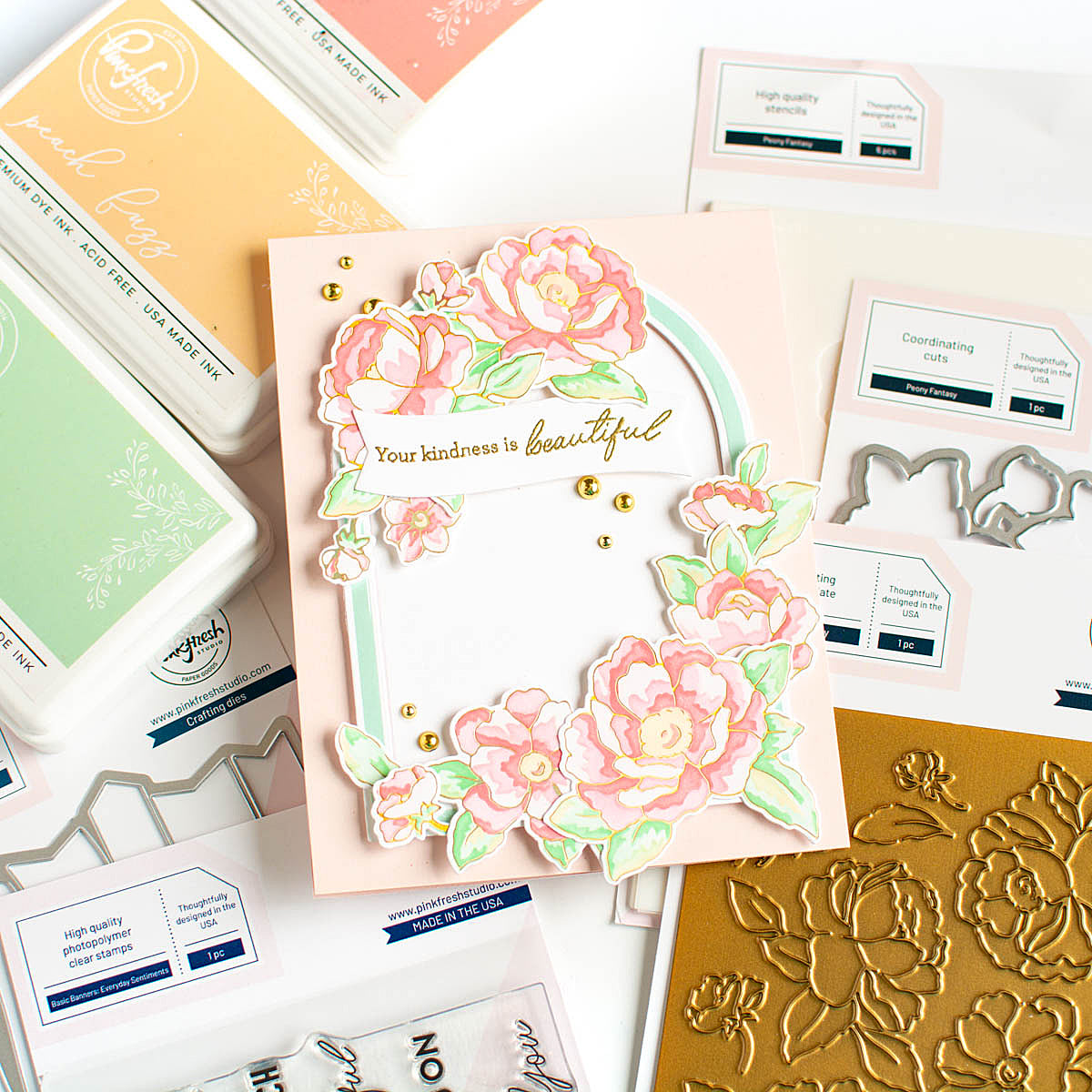 Peony Fantasy hot foil – Pinkfresh Studio