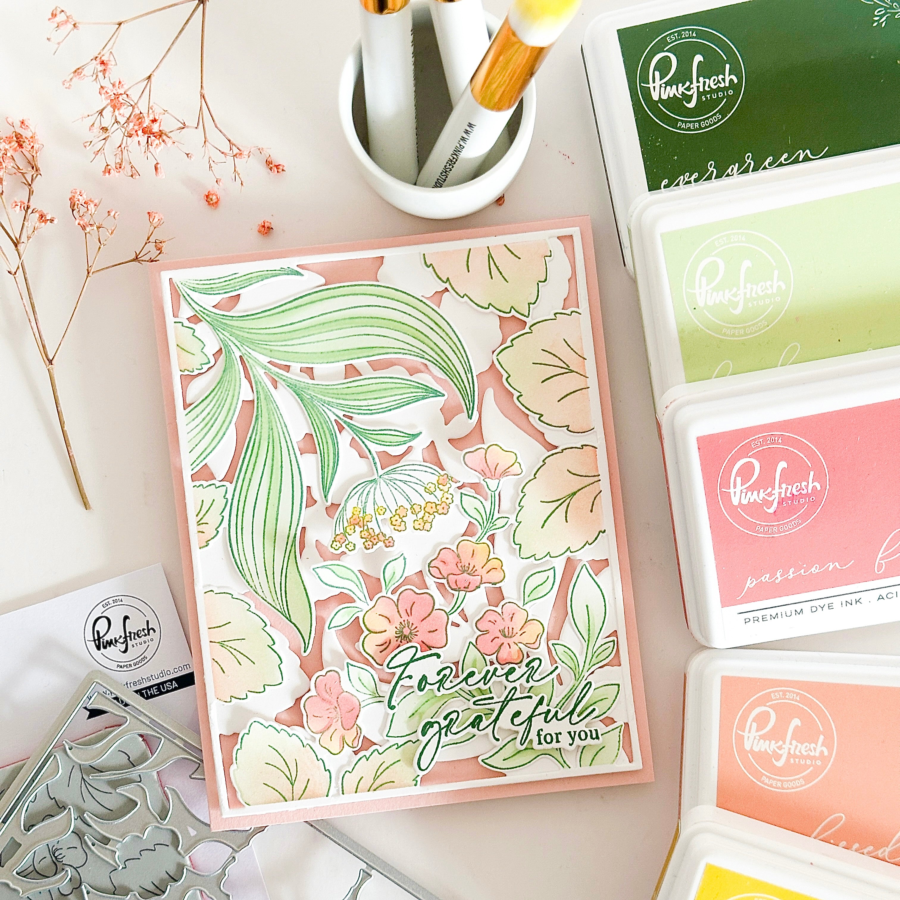 ヴィンテージ　ハーブ　アート　FRESH HERBS Foliage Flair cling stamp – Pinkfresh Studio