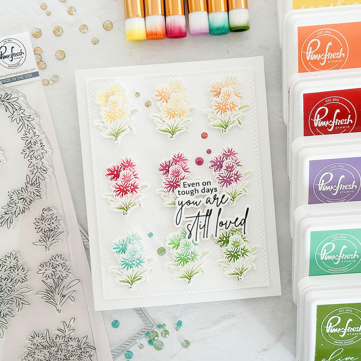 Rainbow Daisies stamp