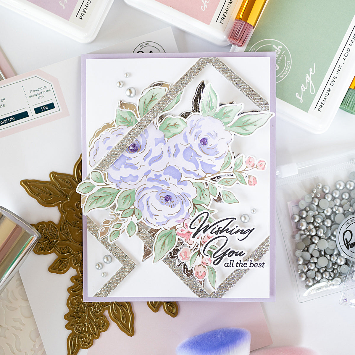 Floral Trio hot foil – Pinkfresh Studio