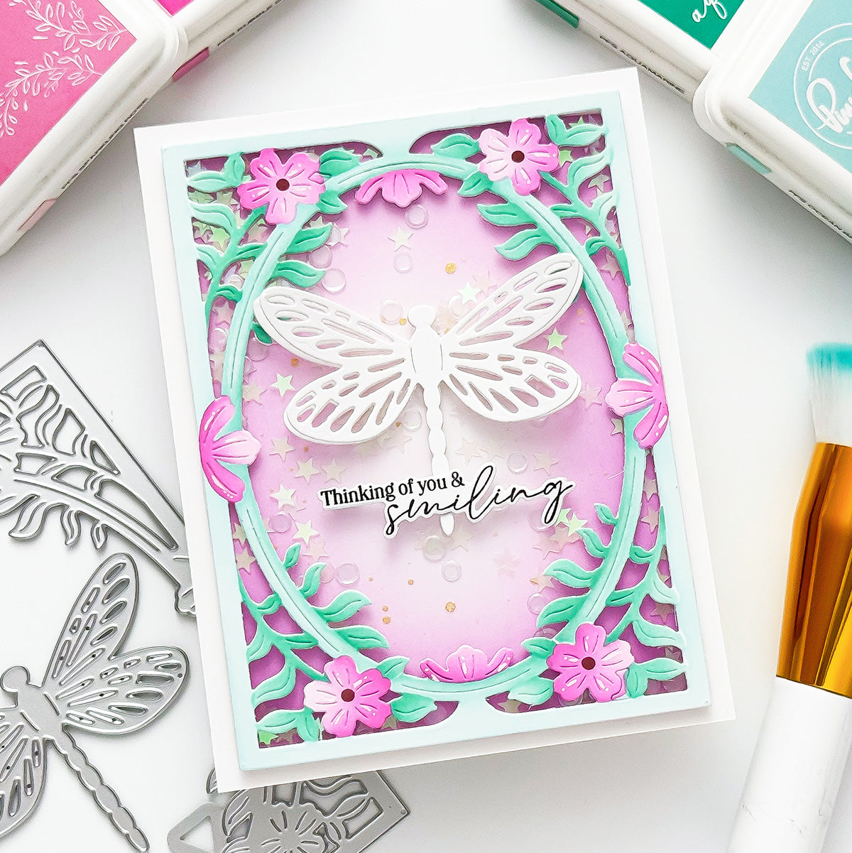 Dragonfly Floral Frame stencil