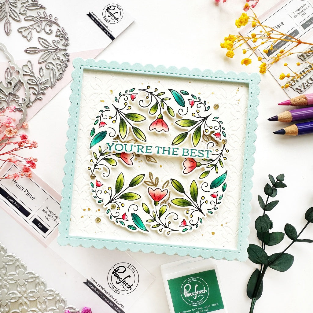 Floral Round Frame press plate – Pinkfresh Studio
