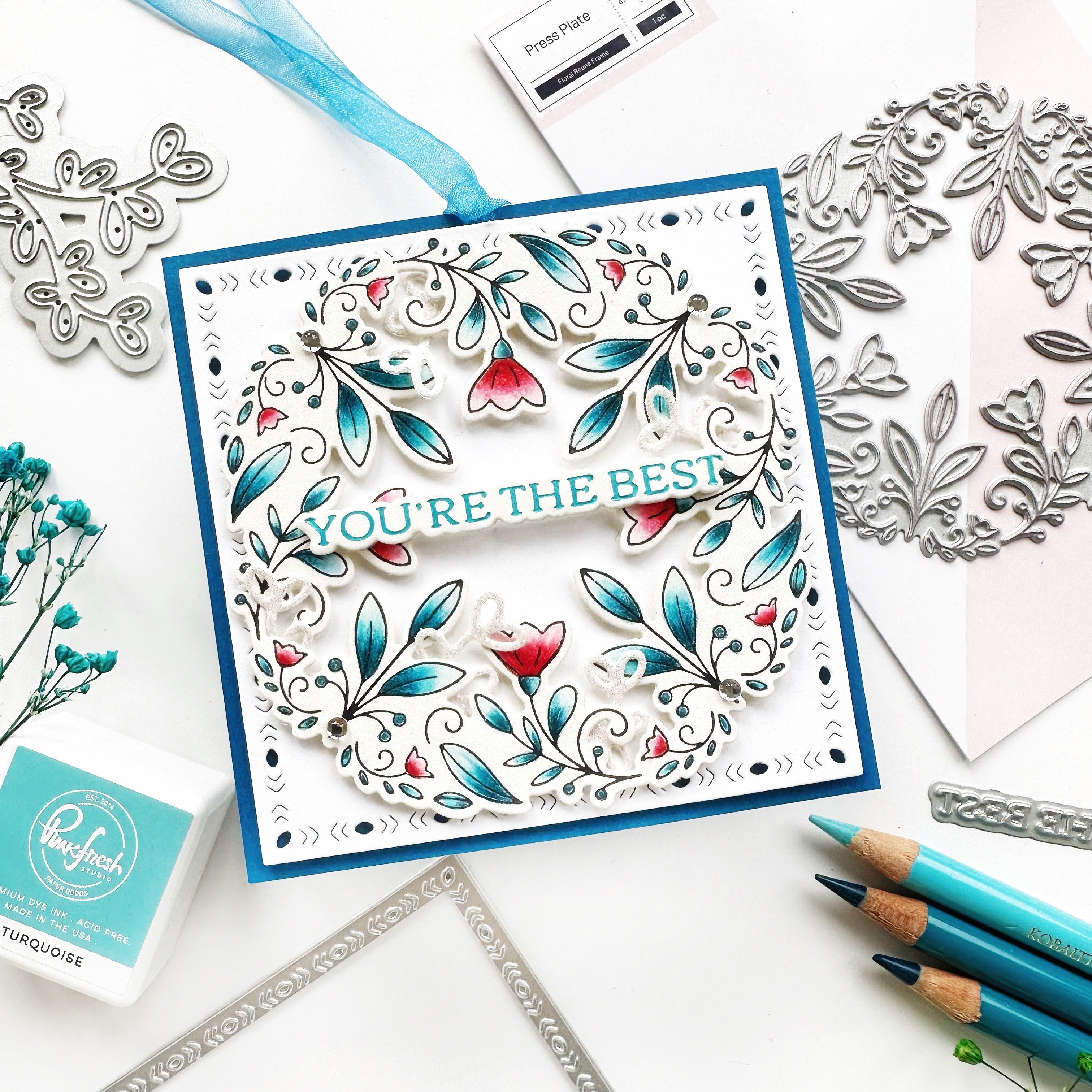 Floral Round Frame press plate – Pinkfresh Studio