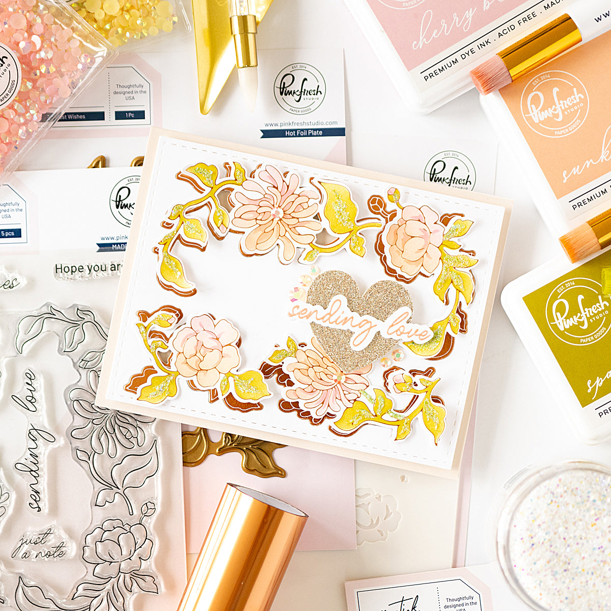 Best Wishes hot foil – Pinkfresh Studio