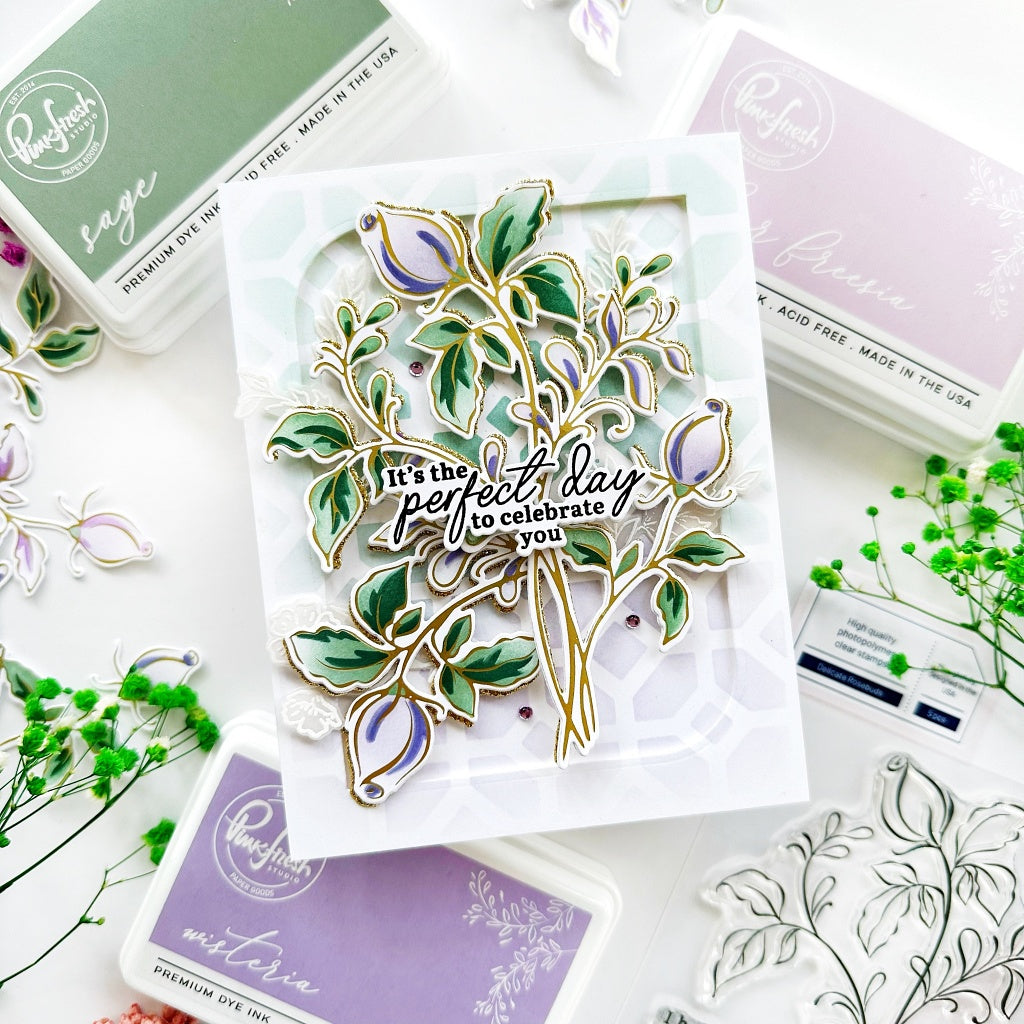 Delicate Rosebuds hot foil – Pinkfresh Studio
