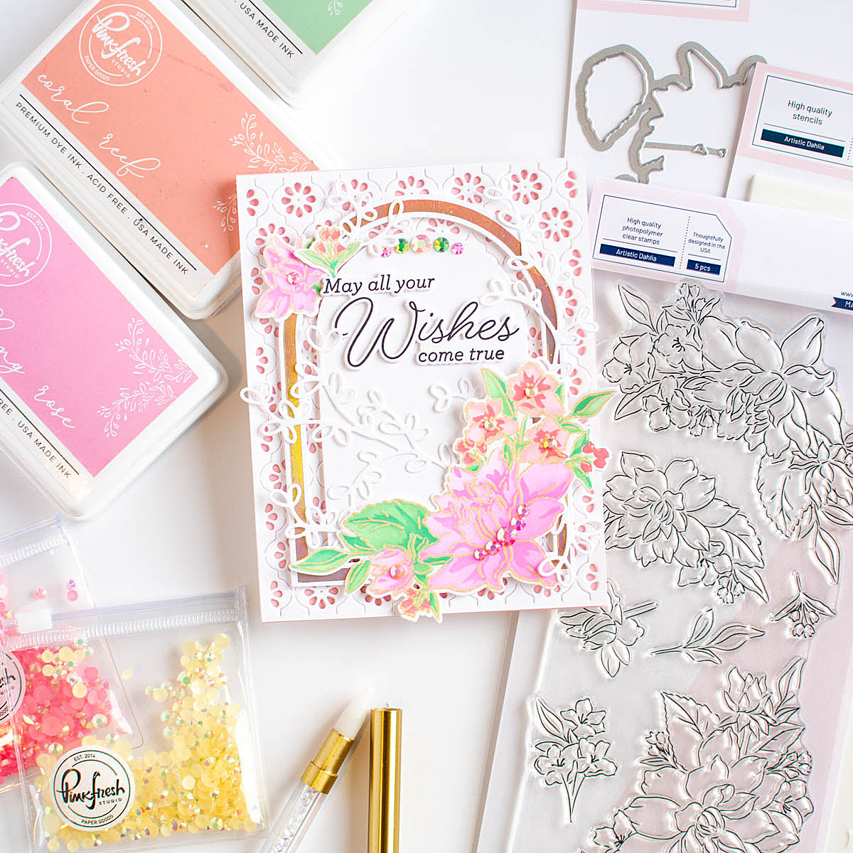 DELICOTRILOGY、BLOSSOMS 2冊セット Artistic Dahlia stencil – Pinkfresh Studio