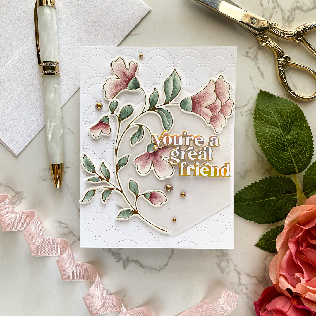 Folk Floral Stem hot foil – Pinkfresh Studio