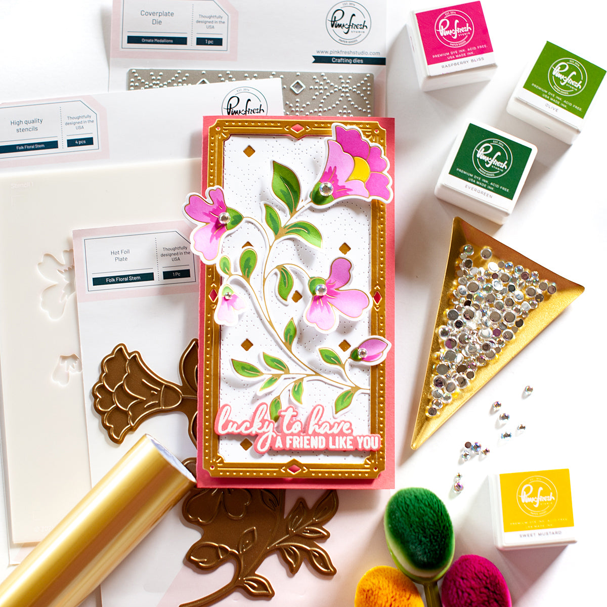 flower riri 専用　ホットプレート新品未開封 Folk Floral Stem hot foil – Pinkfresh Studio