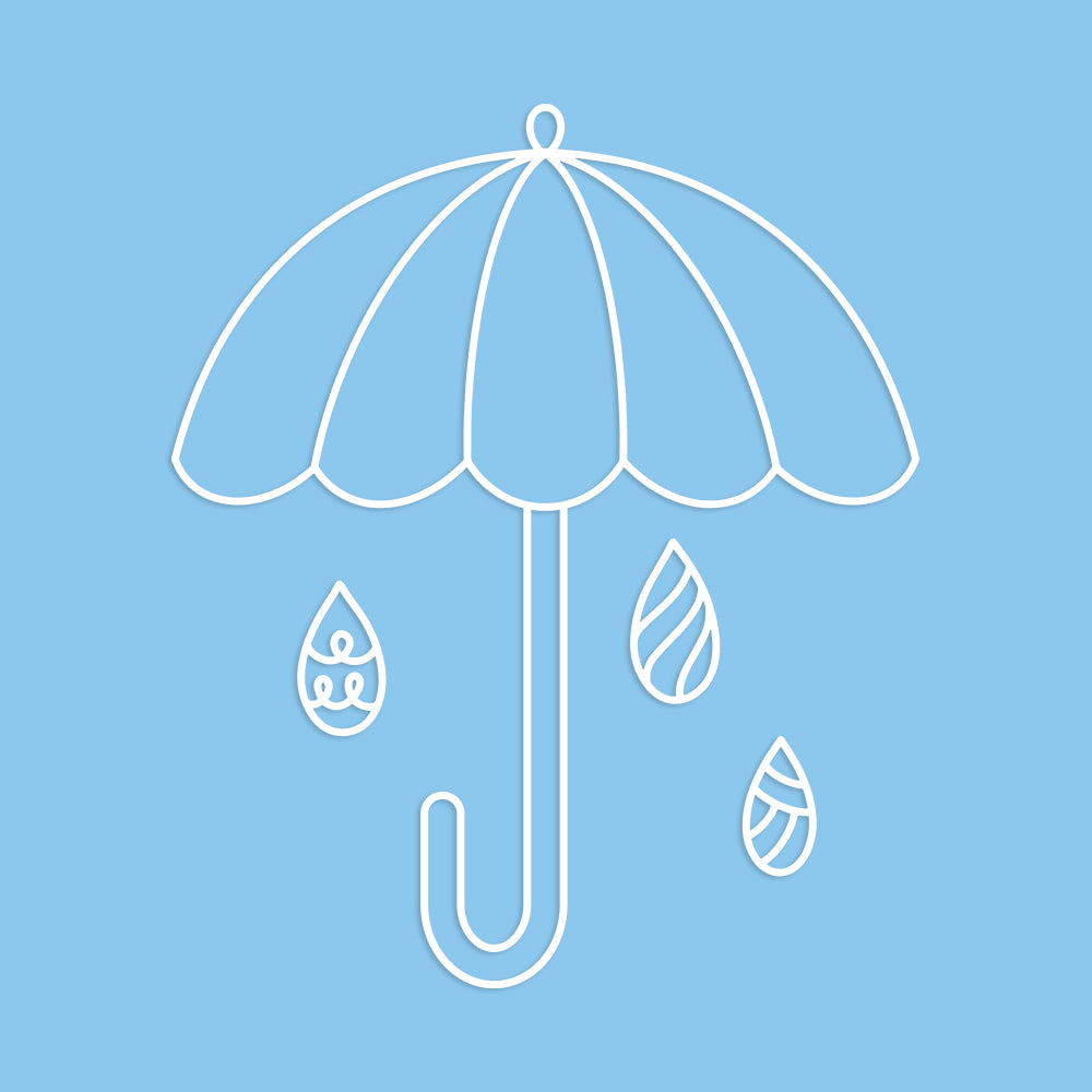Umbrella and Raindrops Cut File