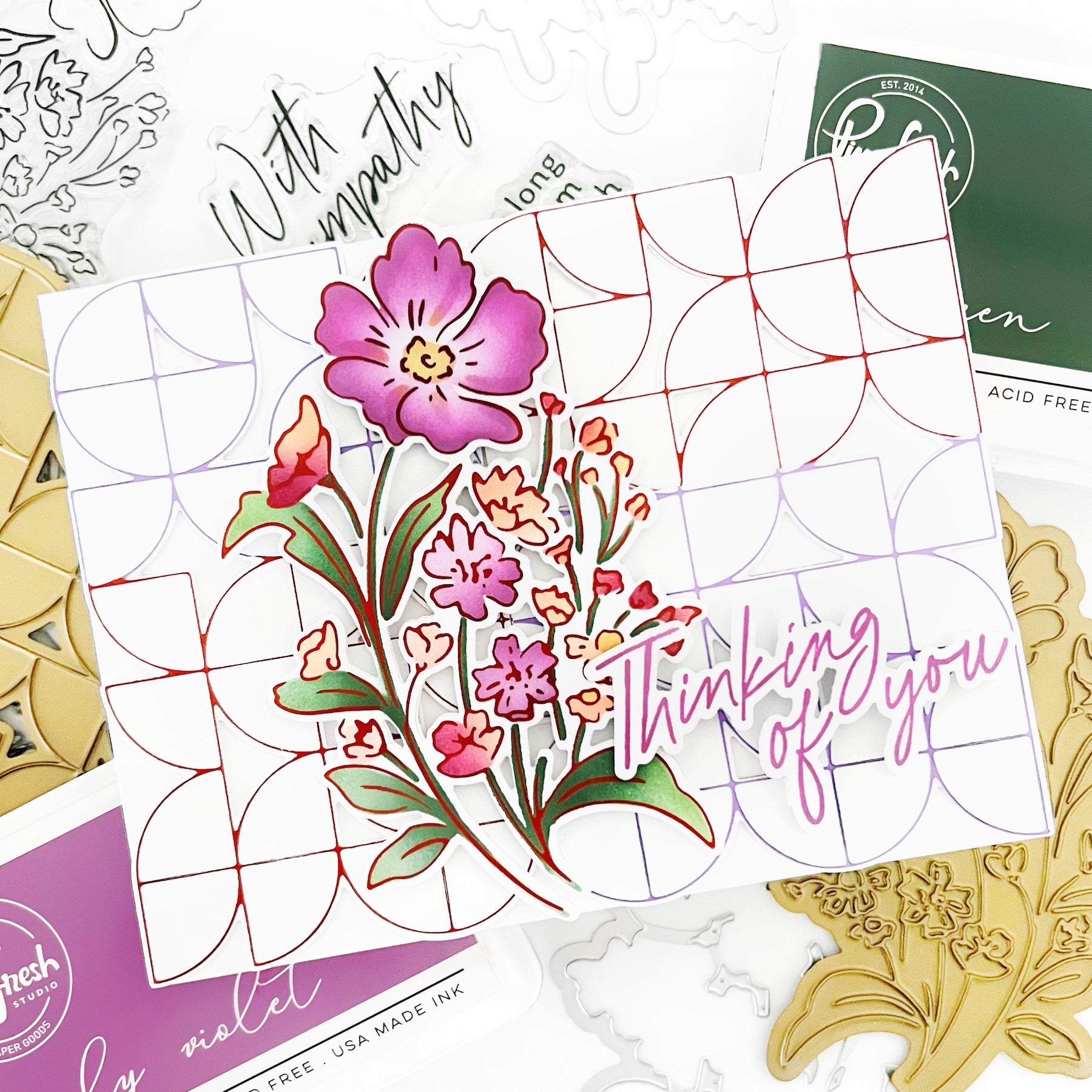 With Sympathy hot foil – Pinkfresh Studio