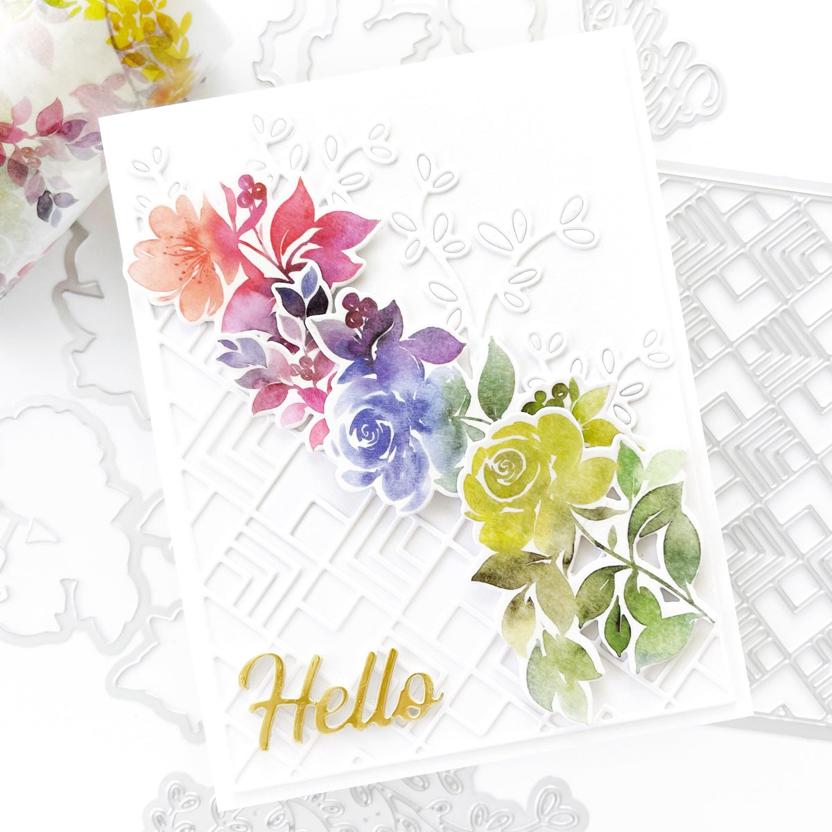 Rainbow Floral Washi die